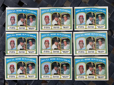 Lote de 9 1972 Topps - League Leaders #90 Reggie Jackson, Norm Cash, Bill Melton Foto 1 de 2