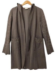 Chaqueta de fieltro Fransa para mujer XL color topo Lagenlook terroso escandi bordado con capucha - Imagen 1 de 9
