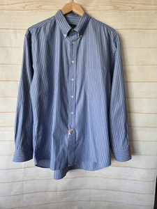 Les Copains Herren 100% Baumwolle Gestreiftes Button Down Hemd Gr. 42 Made in Italy   - Bild 1 von 11