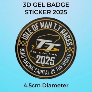 Isle of Man TT 2025 Sticker Black Gel Badge Road Racing Capital Of The World - Picture 1 of 4