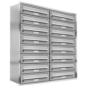 16er Premium Unterputz Edelstahl Briefkasten Anlage 16 Fach V2A Postkasten A4 - Bild 1 von 3