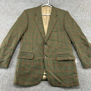 Abrigo Gieves Hawkes Para Hombres 40R Verde Rojo Lana Blazer Pata de Gallo Cuadros Savile Row - Imagen 1 de 13