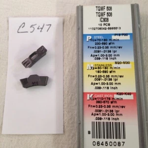 10 NEW ISCAR TGMF 508 CARBIDE INSERTS GRADE IC908 FACTORY PACKED (C547) - Picture 1 of 1