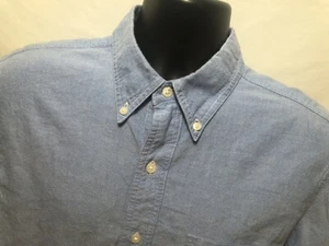 Chaps Blue Button Front SHIRT Sz M 100% Cotton Oxford L/S - Picture 1 of 4