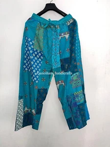 Turquoise Patchwork Harem Pants, Boho Hippie Harem Pants, Wide Leg Bohemian Pant - Picture 1 of 4