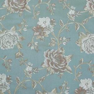 Luxurious Floral Jacquard Fabric for Upholstery Drape Craft 54" Wide Teal Blue - Picture 1 of 8