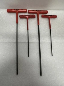 Vntg Allen Hex T-Handle Allen Wrench Key Set 4 Pieces USA SAE Long Soft Grip - Picture 1 of 13
