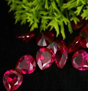 10x7 MM 10 Pcs GIE Certified Natural Red Zircon Pear Cut Lot Loose Gemstone - Picture 1 of 9