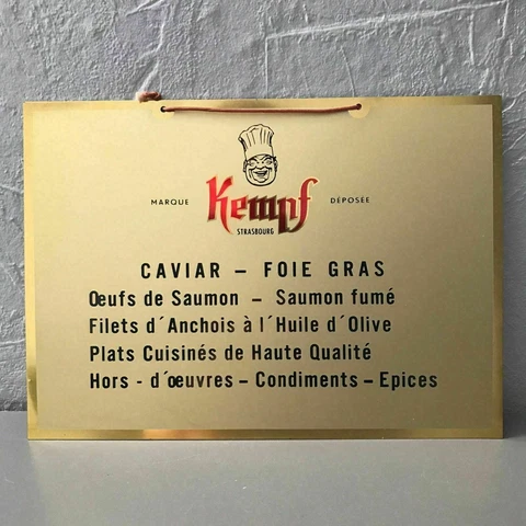 Vintage French Metal CAVIAR FOIE GRAS Wall Sign Plaque Tag 2608211 Cover