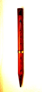 "WATERMAN'S ... RIPPLE" Red Ripple/Brass or Gold-Filled Trim Working Mech Pencil - Picture 1 of 18