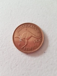 Coin - 1964 Australian Penny Genuine Circulated Queen Elizabeth II KG Polished - Picture 1 of 4