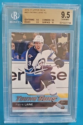 2016-17 Patrik Laine Upper Deck Young Guns Rookie RC BGS 9.5 w/10 GEM MINT - Image 1 of 2