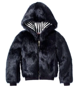 Juicy Couture Kids Regal Black Fur Bomber Jacket Toddler Size 2/3 - Picture 1 of 3