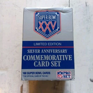 SUPER BOWL XXV LIMITED EDITION SILVER ANNIVERSARY COMMEMORATIVE CARD SET 160 NFL - Picture 1 of 3