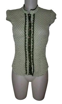 Vtg 90s Charlotte Russe Sz M Womens Green Ruffle Grunge Coquette Cottagecore Top - Image 1 of 4