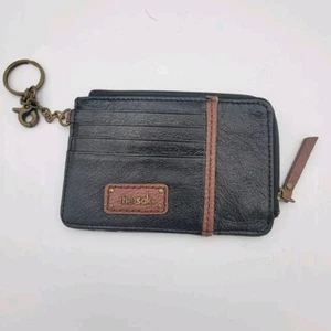 THE SAK Card Wallet Brown Pebbled Leather Keychain Card Holder Coin Purse - Picture 1 of 3