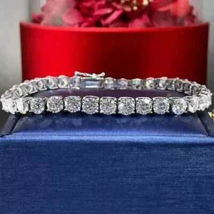 14Ct Round Cut Lab Created Diamond Women's Tennis Bracelet 14K White Gold Plated - Picture 1 of 5