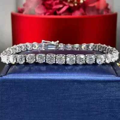 14Ct Round Cut Lab Created Diamond Women's Tennis Bracelet 14K White Gold Plated - Image 1 of 4