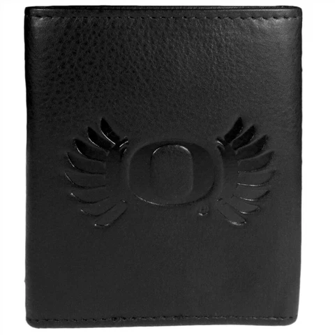 Oregon Ducks Tri-Fold Leather Wallet Embossed Black NCAA College Sports Team Fan Cover