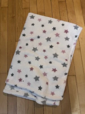 Детское одеяло Little Miracles White Pink Gray Stars Costco мягкое пушистое 30 x 45 дюймов - Изображение 1 из 3