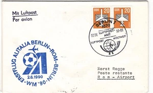 DDR Erstflug ALITALIA BERLIN - ROM - BERLIN z. Fusball-WM 1990 m. 2832w(2) - Picture 1 of 1