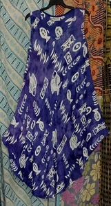 Women's Henna Boho Hippie Batik Flowy Dress Cut on Bias OS 44/46B EUC - Picture 1 of 2