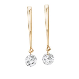 14K Yellow Gold .30 ct Dashing Diamonds Earrings - Picture 1 of 2
