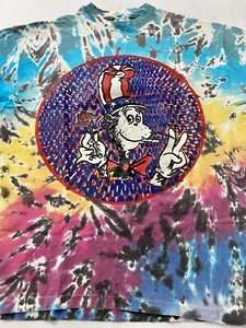 Vintage 90s GRATEFUL DEAD Cat In The Hat, Smoking Tie Dye T Shirt Dr Suess. A+++ - Picture 1 of 19