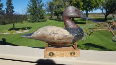 Copia bien hecha de un señuelo de pato Lee Dudley vintage con respaldo de lona Foto 1 de 4