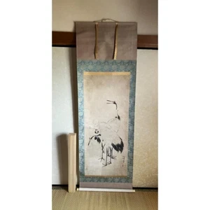 Vintage Japanese Kakejiku Hanging Scroll – Hand-Painted Cranes Ink Art - Picture 1 of 15