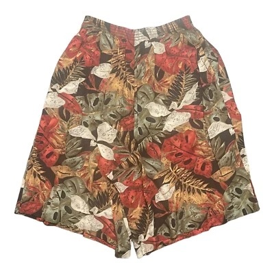 VTG Alfred Dunner Women’s 14 Autumn Brown Red Orange Fall Leaves Vacation Shorts - Image 1 of 4