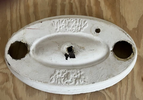Antique Pressed Tin or Metal Flush Ceiling 2 Light Fixture (no sockets) Cover