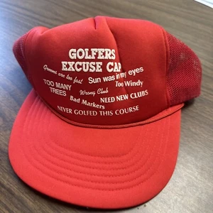 Vintage trucker Golfers Excuse Cap snap back golf Red Hat Adult One Size mesh - Picture 1 of 6
