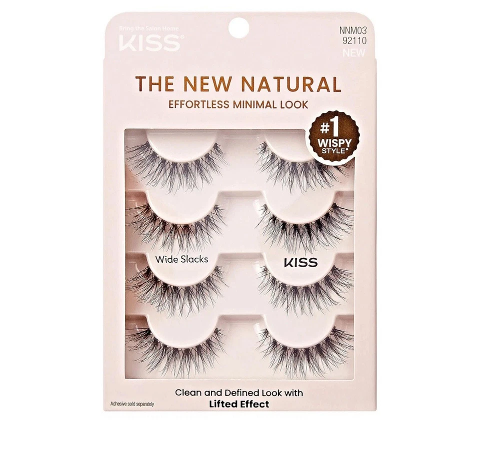 KISS The New Natural, False Eyelashes, 'Wide Slacks" 12 mm, Includes 4 Pairs... - Image 1 of 1