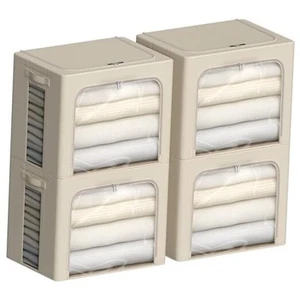 4 Pack Clothes Storage Bins - Oxford Fabric Metal Frame Storage Box - Foldable - Picture 1 of 7