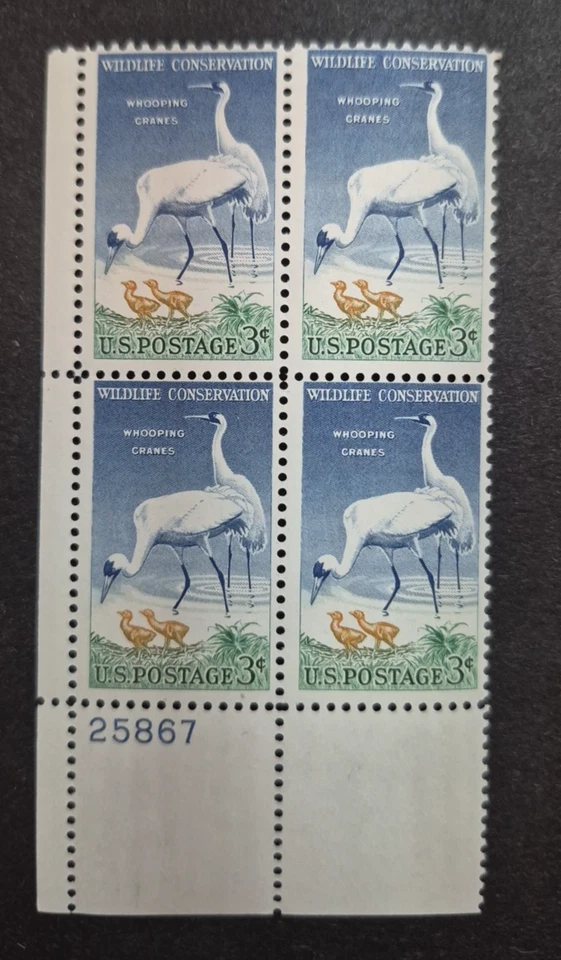 1957 US Stamp Scott#1098 Conservation Whooping Cranes Plate Block Of 4-3c MNH - Image 1 of 2