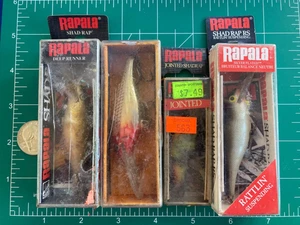 VINTAGE LOT 4 RAPALA SHAD RAP TAUCHEN CRANKBAITS NICHT MEHR PRODUZIERT NOS NEU VINTAGE KÖDER JOINT - Bild 1 von 7
