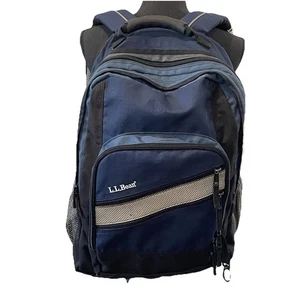 LL Bean Unisex Deluxe 37L Nylon School Book Bag Backpack Navy Blue & Black - Picture 1 of 13