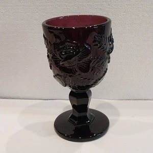 Vintage Fenton LG Wright Madonna Inn Wild Rose bicchiere vino calice ametista viola 6,5 - Foto 1 di 9