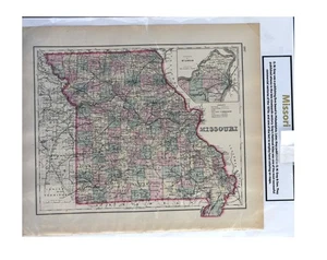 Antique O.W. Gray's 1870s Map of Missouri (16" x 19") - Bild 1 von 1