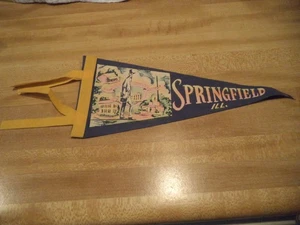 1960s Vintage old SPRINGFIELD ILL.  Abe Lincoln  PENNANT FLAG about 11 X 5 - Picture 1 of 13
