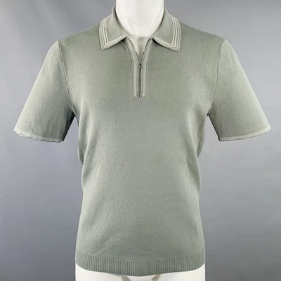 REISS Talla M Stetson Verde Blanco Contraste Viscosa Mezcla Cierre Polo - Imagen 1 de 4