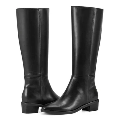 Easy Spirit 10W Black Loretta Leather Casual Boots Knee High Block Heel FF-45 - Image 1 of 4