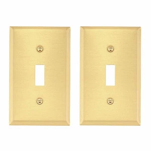 Brushed Brass 2 Piece Toggle Switch Plate Wall Mount Plate Renovators Supply - Picture 1 of 2