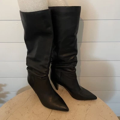 Kensie Womens Kalani Boot Size 8.5 Knee High Leather BLK Pull On - Image 1 of 4