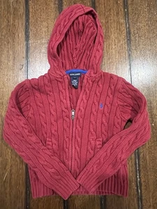 Kids Polo Ralph Lauren Red Cable Knit zip sweater size 6 - Picture 1 of 3