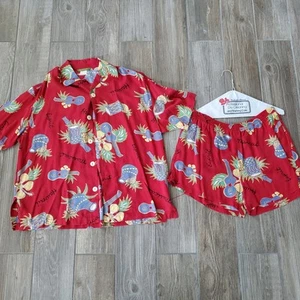 Conjunto M Camisa Vintage Esprit De Corp Hombre L Abotonada y Pantalones Cortos. TIKI Hawaiian RARO - Imagen 1 de 13