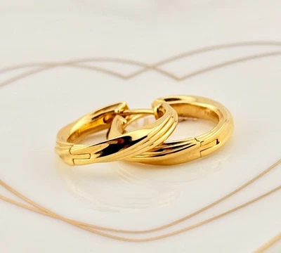 New Genuine Pandora Shine Gold Twisted Round Medium Hoop Earrings 263878C00 - Image 1 of 4