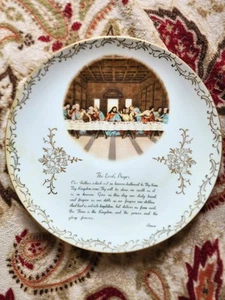 Collector's Plate The Last Supper The Lords Prayer White Gold Trim 10" - Picture 1 of 3