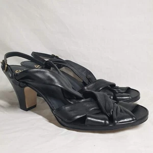 Clarks Heels Black Leather Sandals Size 5 - Picture 1 of 10
